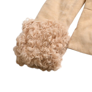 Extremely beautiful item DOLCE&GABBANA Dolce &amp; Gabbana Suede Vintage Boa Jacket, Polyester, Beige, Size 11, Used, 4a009331