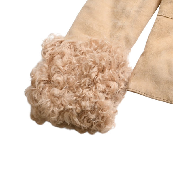 Extremely beautiful item DOLCE&GABBANA Dolce &amp; Gabbana Suede Vintage Boa Jacket, Polyester, Beige, Size 11, Used, 4a009331