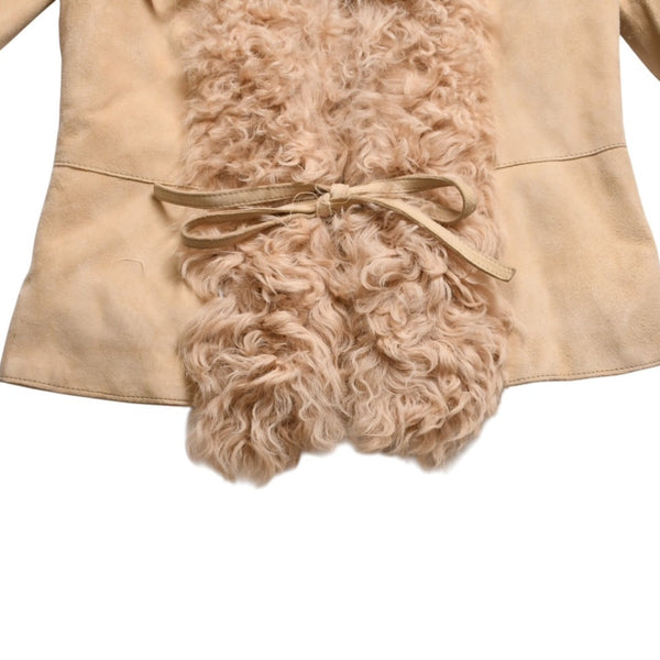 Extremely beautiful item DOLCE&GABBANA Dolce &amp; Gabbana Suede Vintage Boa Jacket, Polyester, Beige, Size 11, Used, 4a009331