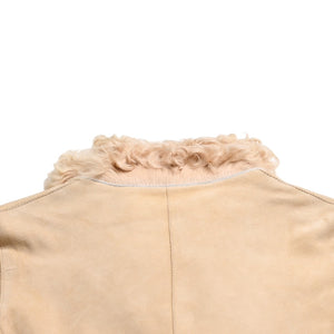 Extremely beautiful item DOLCE&GABBANA Dolce &amp; Gabbana Suede Vintage Boa Jacket, Polyester, Beige, Size 11, Used, 4a009331