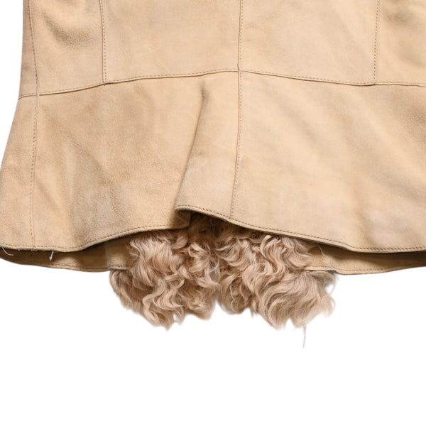 Extremely beautiful item DOLCE&GABBANA Dolce &amp; Gabbana Suede Vintage Boa Jacket, Polyester, Beige, Size 11, Used, 4a009331