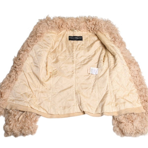 Extremely beautiful item DOLCE&GABBANA Dolce &amp; Gabbana Suede Vintage Boa Jacket, Polyester, Beige, Size 11, Used, 4a009331