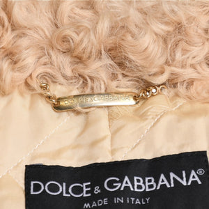 Extremely beautiful item DOLCE&GABBANA Dolce &amp; Gabbana Suede Vintage Boa Jacket, Polyester, Beige, Size 11, Used, 4a009331