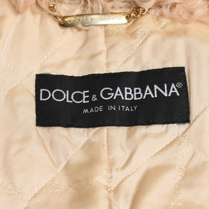 Extremely beautiful item DOLCE&GABBANA Dolce &amp; Gabbana Suede Vintage Boa Jacket, Polyester, Beige, Size 11, Used, 4a009331