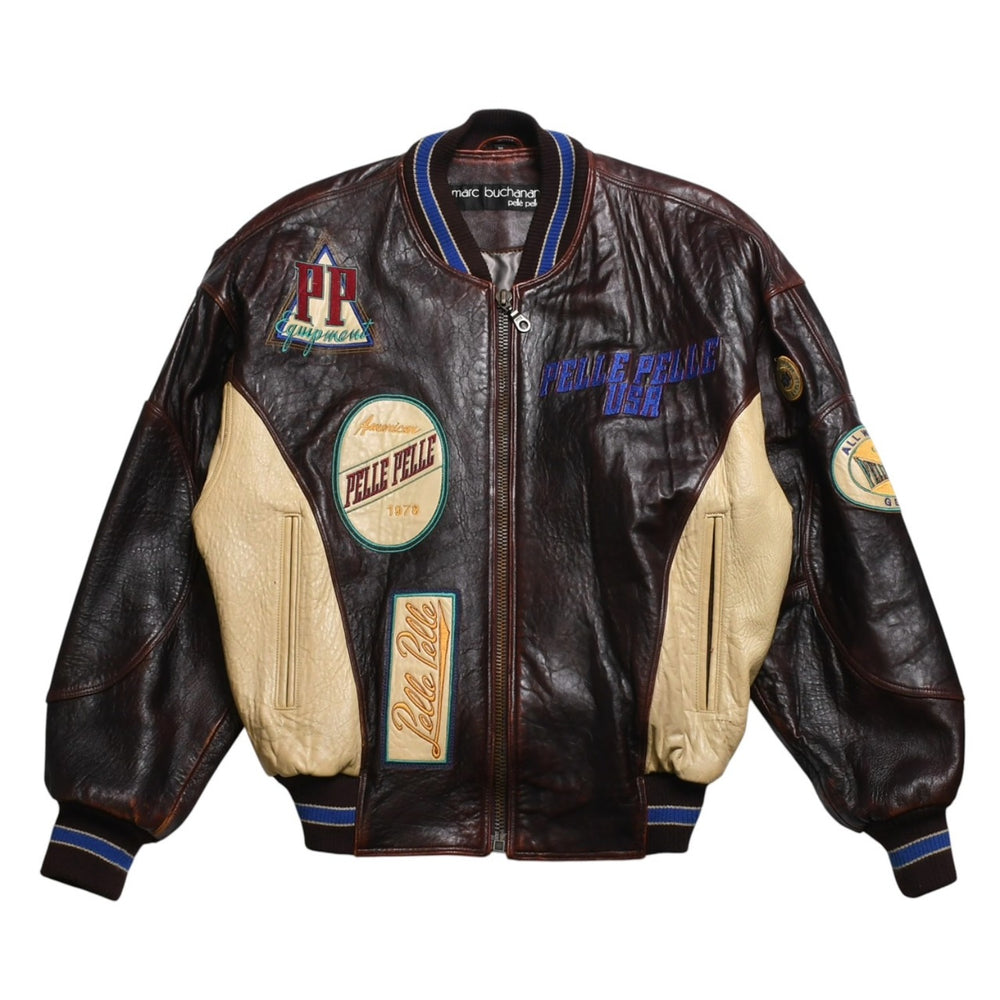極美品 PELLE PELLE ペレペレ Marc Buchanan マークブキャナン ジャケット レザージャケット ブラウン ベージュ サイズ38 中古 4a009640