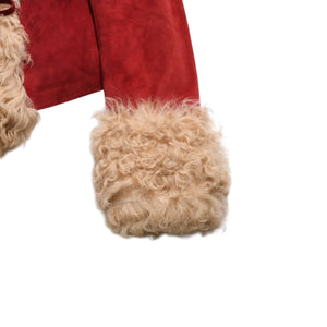 Extremely beautiful item DOLCE&GABBANA Dolce &amp; Gabbana Suede Vintage Boa Jacket, Polyester, Red, Size 11, Used, 4a009332