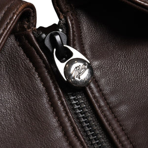 極美品 PELLE PELLE ペレペレ Marc Buchanan マークブキャナン レザージャケット ジャケット シルバー金具 サイズ48 ブラウン 中古 4a009641