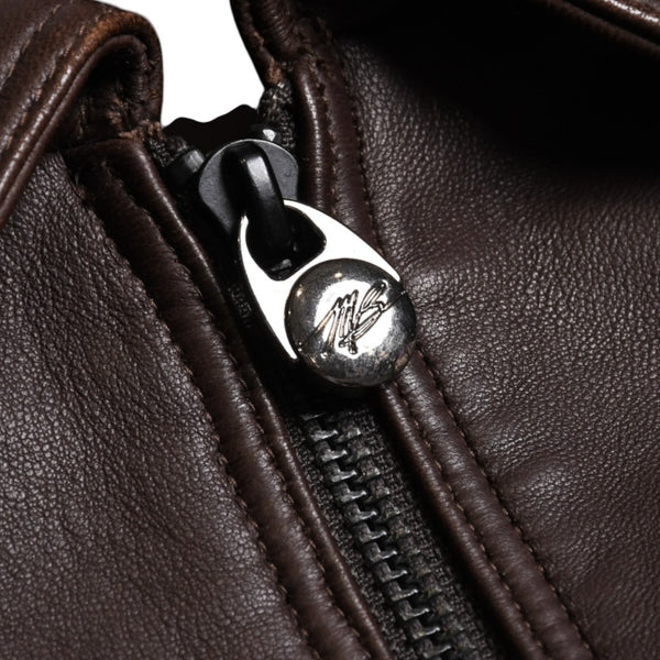 極美品 PELLE PELLE ペレペレ Marc Buchanan マークブキャナン レザージャケット ジャケット シルバー金具 サイズ48 ブラウン 中古 4a009641