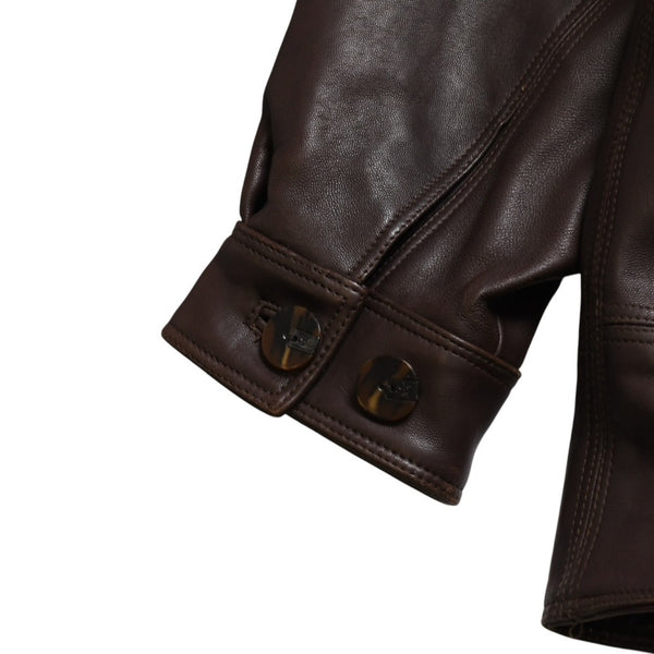 極美品 PELLE PELLE ペレペレ Marc Buchanan マークブキャナン レザージャケット ジャケット シルバー金具 サイズ48 ブラウン 中古 4a009641