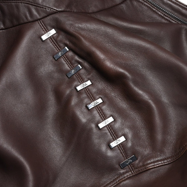 極美品 PELLE PELLE ペレペレ Marc Buchanan マークブキャナン レザージャケット ジャケット シルバー金具 サイズ48 ブラウン 中古 4a009641