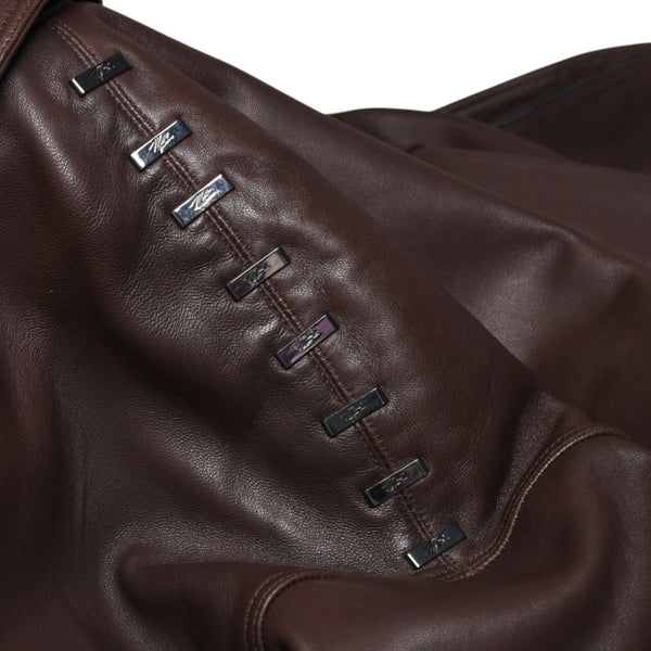 極美品 PELLE PELLE ペレペレ Marc Buchanan マークブキャナン レザージャケット ジャケット シルバー金具 サイズ48 ブラウン 中古 4a009641