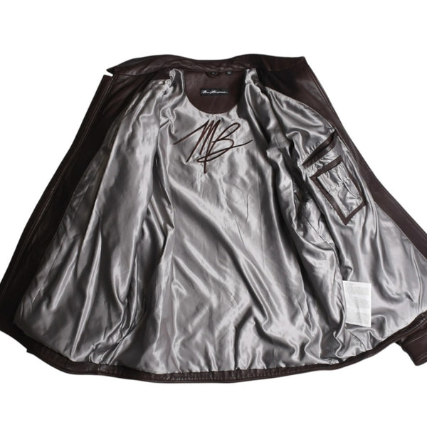 極美品 PELLE PELLE ペレペレ Marc Buchanan マークブキャナン レザージャケット ジャケット シルバー金具 サイズ48 ブラウン 中古 4a009641