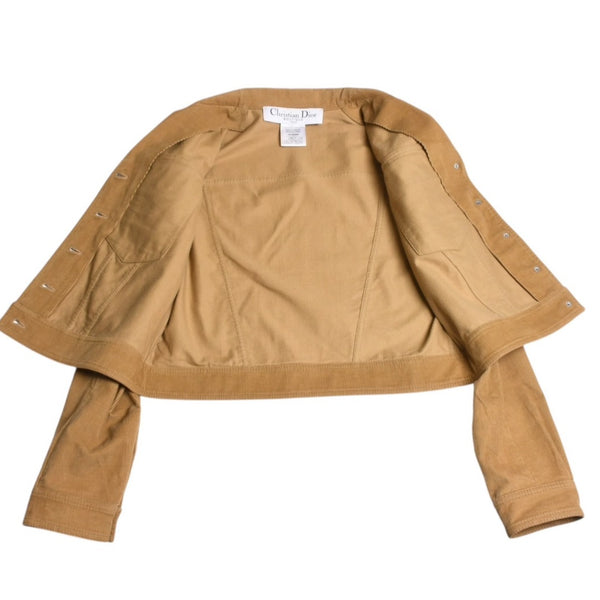 Very Good Condition Christian Dior Corduroy Jacket 2P12022096 Size 38 Brown Galliano Period Used 4a009334