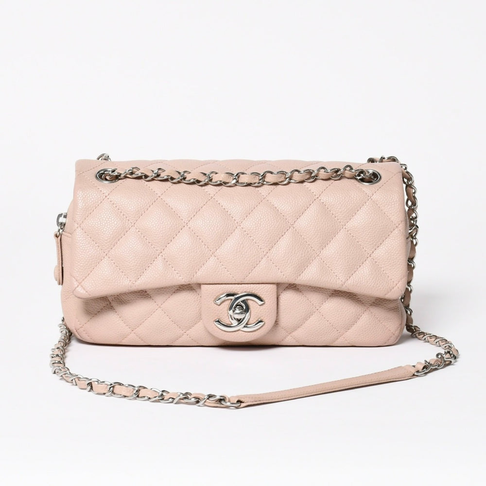 極美品 CHANEL シャネル マトラッセ25 チェーンショルダーバッグ キャビアスキン ピンク 20番台 シルバー金具 中古 4a009344