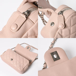 Very good condition CHANEL Matelasse 25 chain shoulder bag caviar skin pink 20s silver hardware used 4a009344