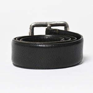 CHROME HEARTS クロムハーツ BLT SCRLREC レクタングル スクロール レザーベルト サイズ32 ブラック シルバー925 美品 中古 4a009285