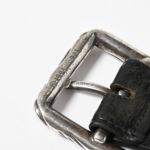 CHROME HEARTS クロムハーツ BLT SCRLREC レクタングル スクロール レザーベルト サイズ32 ブラック シルバー925 美品 中古 4a009285