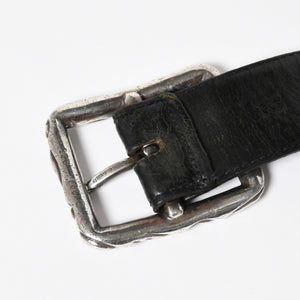 CHROME HEARTS クロムハーツ BLT SCRLREC レクタングル スクロール レザーベルト サイズ32 ブラック シルバー925 美品 中古 4a009285