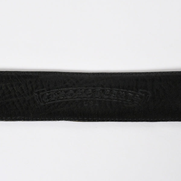 CHROME HEARTS クロムハーツ BLT SCRLREC レクタングル スクロール レザーベルト サイズ32 ブラック シルバー925 美品 中古 4a009285