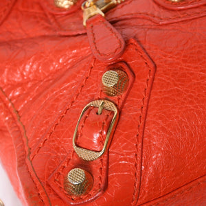 BALENCIAGA バレンシアガ LE CITY MINI ミニ シティ ハンドバッグ ショルダーバッグ 2WAYバッグ 309544 オレンジ ゴールド金具 美品中古 4a009346