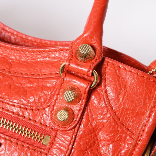 BALENCIAGA バレンシアガ LE CITY MINI ミニ シティ ハンドバッグ ショルダーバッグ 2WAYバッグ 309544 オレンジ ゴールド金具 美品中古 4a009346