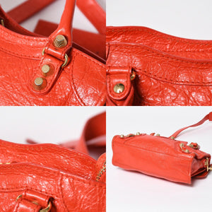 BALENCIAGA バレンシアガ LE CITY MINI ミニ シティ ハンドバッグ ショルダーバッグ 2WAYバッグ 309544 オレンジ ゴールド金具 美品中古 4a009346