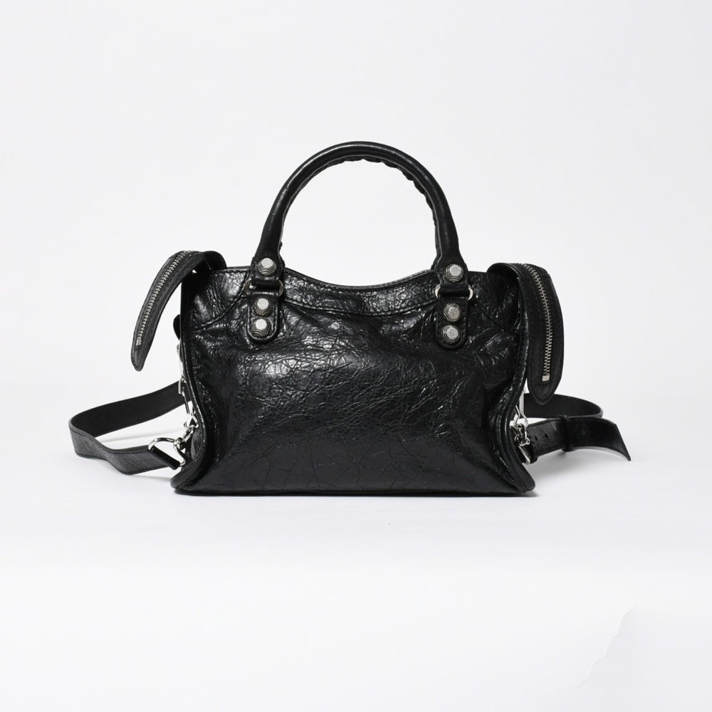 極美品 BALENCIAGA バレンシアガ CLASSIC MINI CITY 519938 ミニシティ 2WAY ハンドバッグ ブラック 中古 4a009345