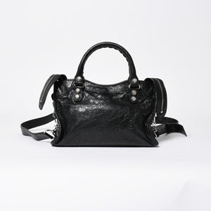 極美品 BALENCIAGA バレンシアガ CLASSIC MINI CITY 519938 ミニシティ 2WAY ハンドバッグ ブラック 中古 4a009345