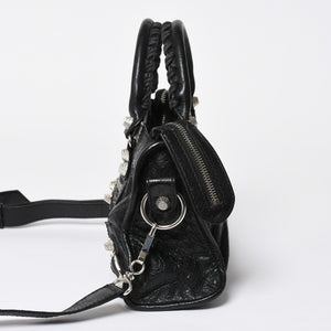 極美品 BALENCIAGA バレンシアガ CLASSIC MINI CITY 519938 ミニシティ 2WAY ハンドバッグ ブラック 中古 4a009345