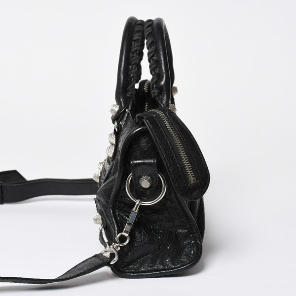 極美品 BALENCIAGA バレンシアガ CLASSIC MINI CITY 519938 ミニシティ 2WAY ハンドバッグ ブラック 中古 4a009345