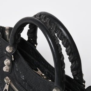 極美品 BALENCIAGA バレンシアガ CLASSIC MINI CITY 519938 ミニシティ 2WAY ハンドバッグ ブラック 中古 4a009345