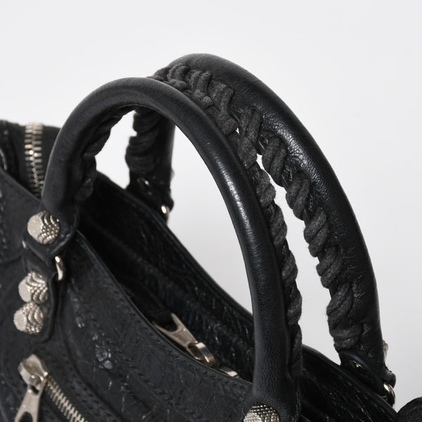 極美品 BALENCIAGA バレンシアガ CLASSIC MINI CITY 519938 ミニシティ 2WAY ハンドバッグ ブラック 中古 4a009345