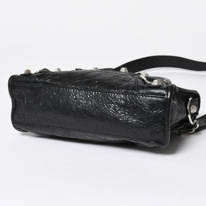 極美品 BALENCIAGA バレンシアガ CLASSIC MINI CITY 519938 ミニシティ 2WAY ハンドバッグ ブラック 中古 4a009345