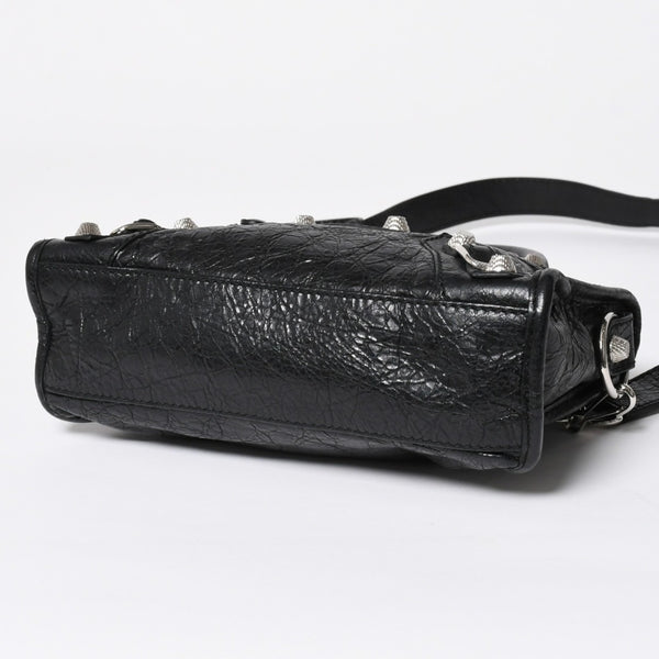 極美品 BALENCIAGA バレンシアガ CLASSIC MINI CITY 519938 ミニシティ 2WAY ハンドバッグ ブラック 中古 4a009345
