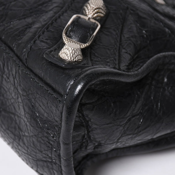 極美品 BALENCIAGA バレンシアガ CLASSIC MINI CITY 519938 ミニシティ 2WAY ハンドバッグ ブラック 中古 4a009345