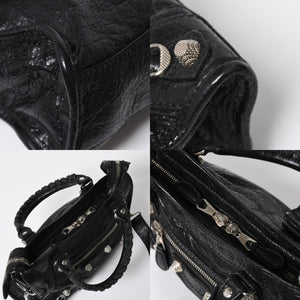 極美品 BALENCIAGA バレンシアガ CLASSIC MINI CITY 519938 ミニシティ 2WAY ハンドバッグ ブラック 中古 4a009345
