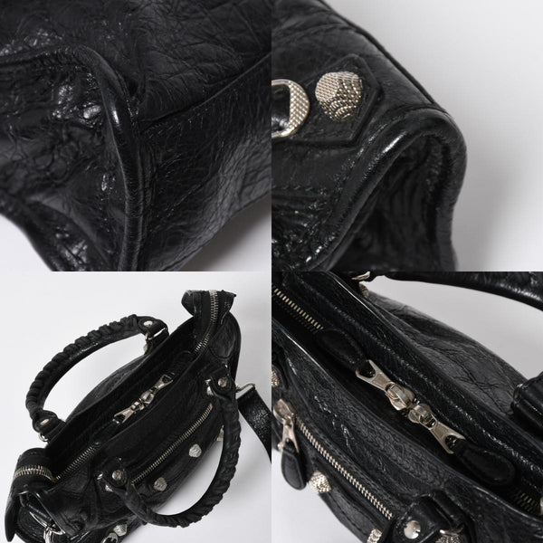 極美品 BALENCIAGA バレンシアガ CLASSIC MINI CITY 519938 ミニシティ 2WAY ハンドバッグ ブラック 中古 4a009345