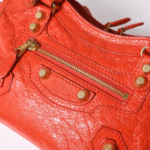 BALENCIAGA バレンシアガ LE CITY MINI ミニ シティ ハンドバッグ ショルダーバッグ 2WAYバッグ 309544 オレンジ ゴールド金具 美品中古 4a009346
