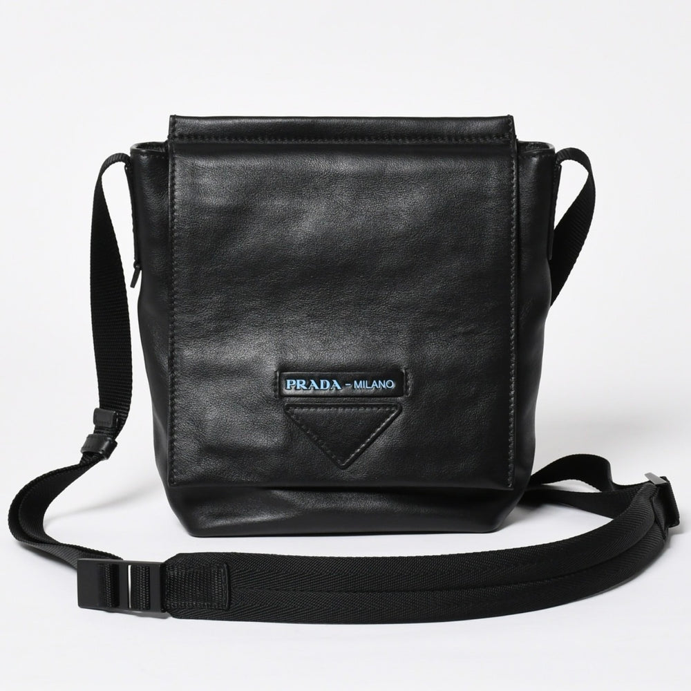 極美品 PRADA プラダ グレースラックス コンセプト メッセンジャーバッグ ショルダーバッグ 2VD016 ソフトレザー ブラック 中古 4a009353