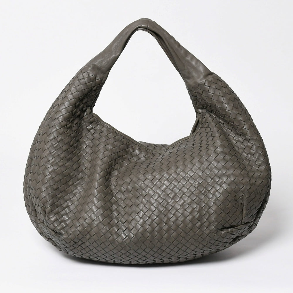極美品 BOTTEGA VENETA ボッテガヴェネタ ホーボーワンショルダーバッグ イントレチャート レザー グレー B01259445Y 中古 4a009350