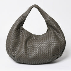 極美品 BOTTEGA VENETA ボッテガヴェネタ ホーボーワンショルダーバッグ イントレチャート レザー グレー B01259445Y 中古 4a009350