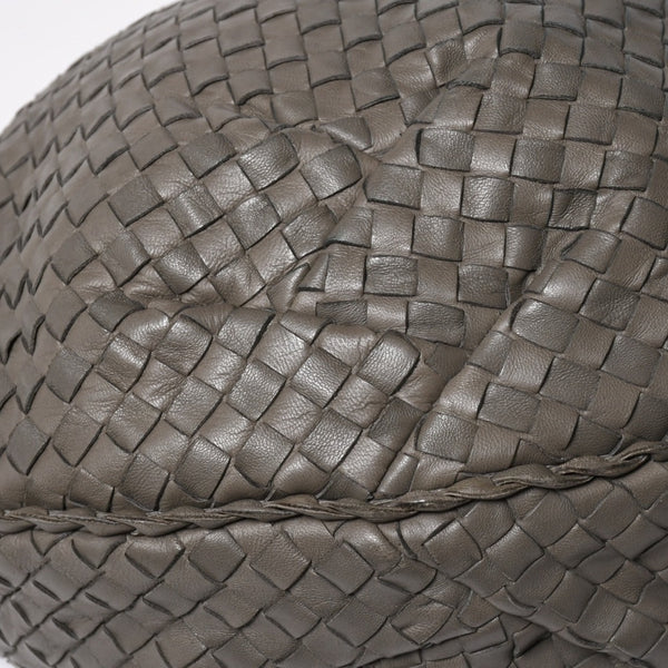 極美品 BOTTEGA VENETA ボッテガヴェネタ ホーボーワンショルダーバッグ イントレチャート レザー グレー B01259445Y 中古 4a009350