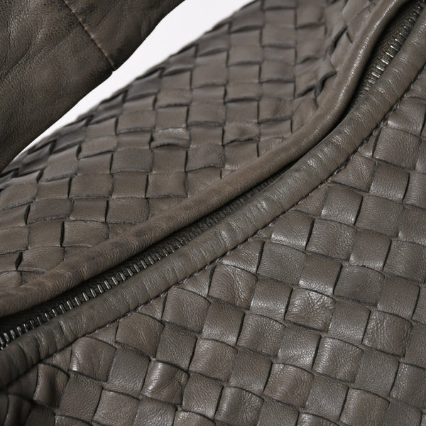 極美品 BOTTEGA VENETA ボッテガヴェネタ ホーボーワンショルダーバッグ イントレチャート レザー グレー B01259445Y 中古 4a009350