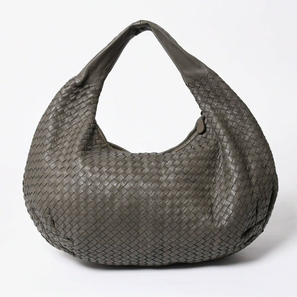 極美品 BOTTEGA VENETA ボッテガヴェネタ ホーボーワンショルダーバッグ イントレチャート レザー グレー B01259445Y 中古 4a009350