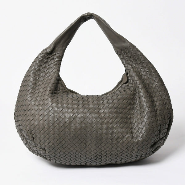 極美品 BOTTEGA VENETA ボッテガヴェネタ ホーボーワンショルダーバッグ イントレチャート レザー グレー B01259445Y 中古 4a009350