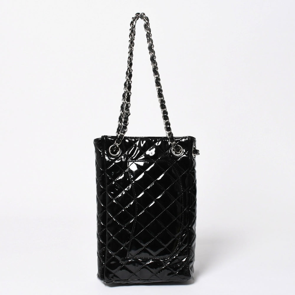 極美品 CHANEL シャネル マトラッセ アップサイドダウン チェーンショルダーバッグ 12番台 ココマーク パテントレザー ブラック 中古 4a009343