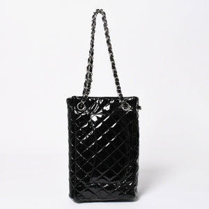 Very Good Condition CHANEL Chanel Matelasse Upside Down Chain Shoulder Bag No. 12 Coco Mark Patent Leather Black Used 4a009343