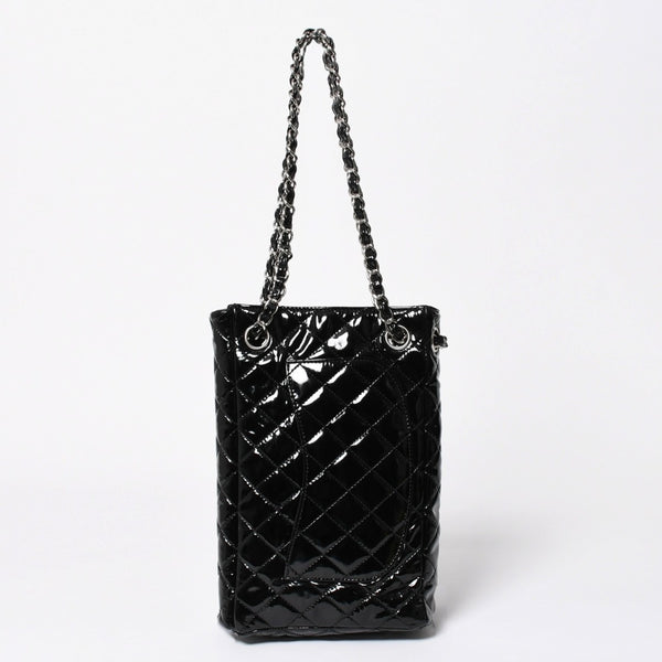 Very Good Condition CHANEL Chanel Matelasse Upside Down Chain Shoulder Bag No. 12 Coco Mark Patent Leather Black Used 4a009343