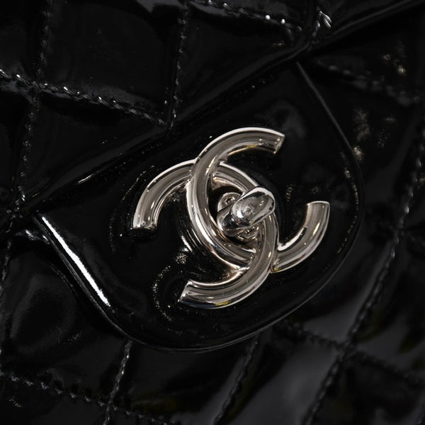 Very Good Condition CHANEL Chanel Matelasse Upside Down Chain Shoulder Bag No. 12 Coco Mark Patent Leather Black Used 4a009343