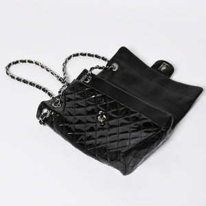 Very Good Condition CHANEL Chanel Matelasse Upside Down Chain Shoulder Bag No. 12 Coco Mark Patent Leather Black Used 4a009343